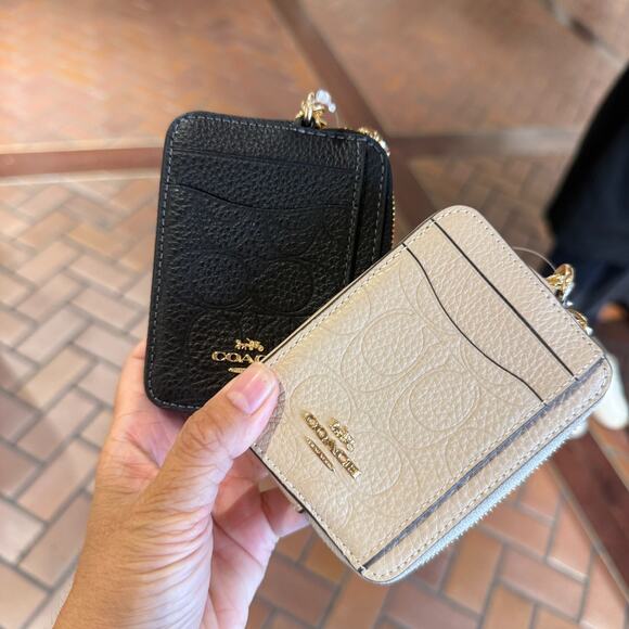 Coach Zip Card Case In Signature Leather CCS83 pebbled leather - Picture 1 of 9